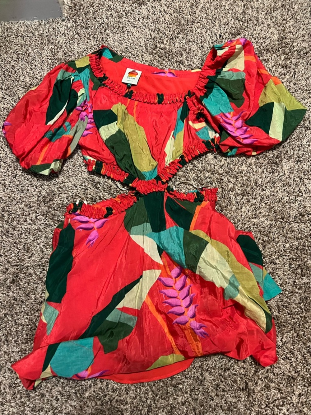 Farm Rio Heliconia Red Mini Dress